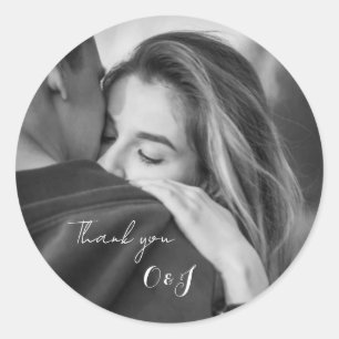 Sticker Rond Mariage photographie noir et blanc mystérieuse