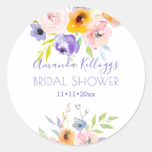 Sticker Rond Mariage PixDezines Watercolor Printemps Pivoines