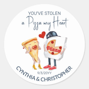Sticker Rond Mariage Pizza My Heart