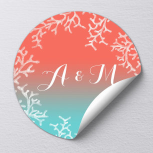 Sticker Rond Mariage plage Coral Reef Starfish Favoriser