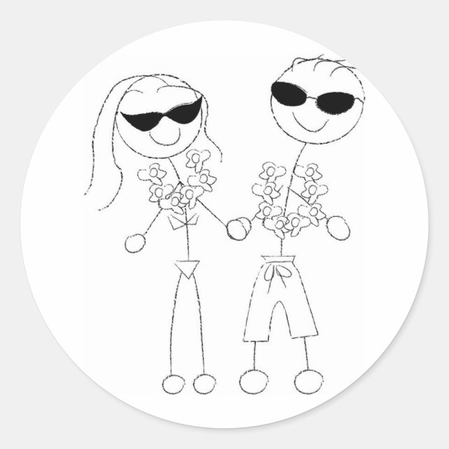Sticker Rond Mariage plage Couple (Devant)