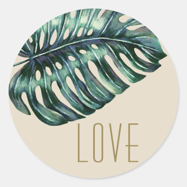 Sticker Rond Mariage plage Monstera Palm Favor (Devant)
