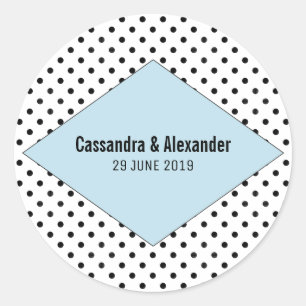Sticker Rond Mariage Pois moderne bleu