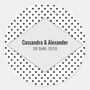 Sticker Rond Mariage Pois moderne gris