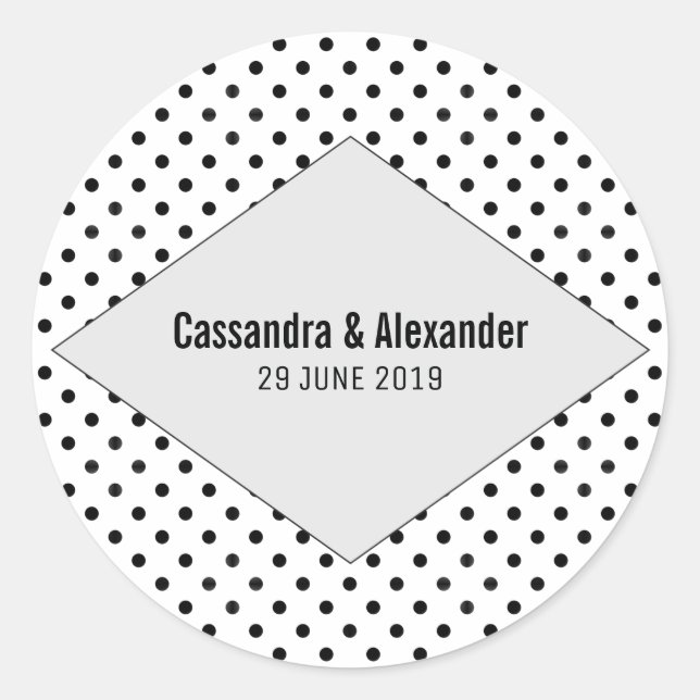 Sticker Rond Mariage Pois moderne gris (Devant)