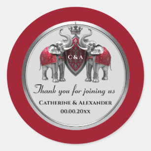 Sticker Rond mariage pour les éléphants d'argent couronne royal