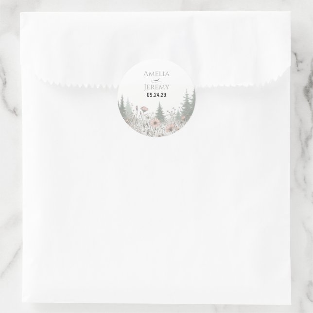 Sticker Rond Mariage Prairie de la Forêt (Sac)