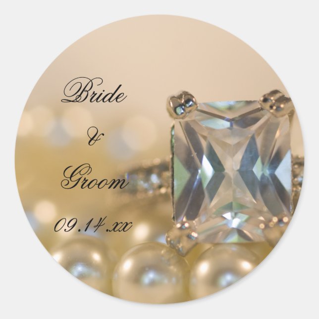 Sticker Rond Mariage Princess Diamond Ring et White Pearl (Devant)