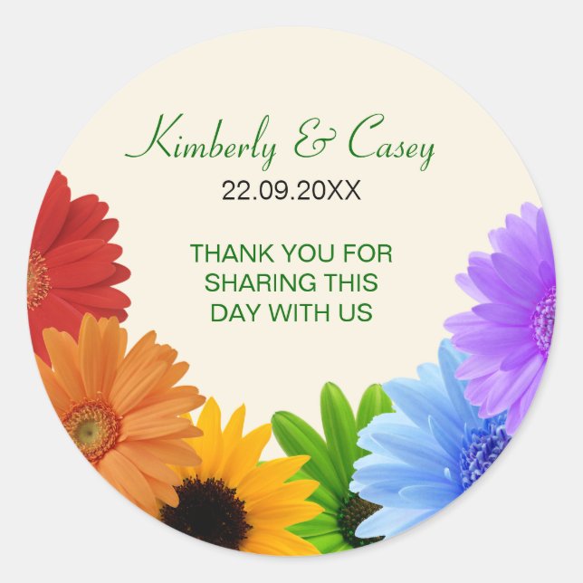 Sticker Rond Mariage Rainbow Bouquet (Devant)