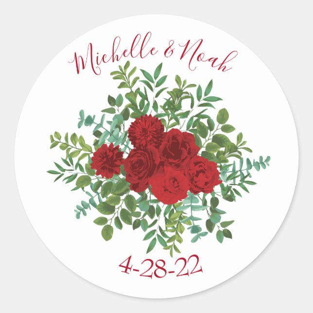 Sticker Rond Mariage Red Rose (Devant)