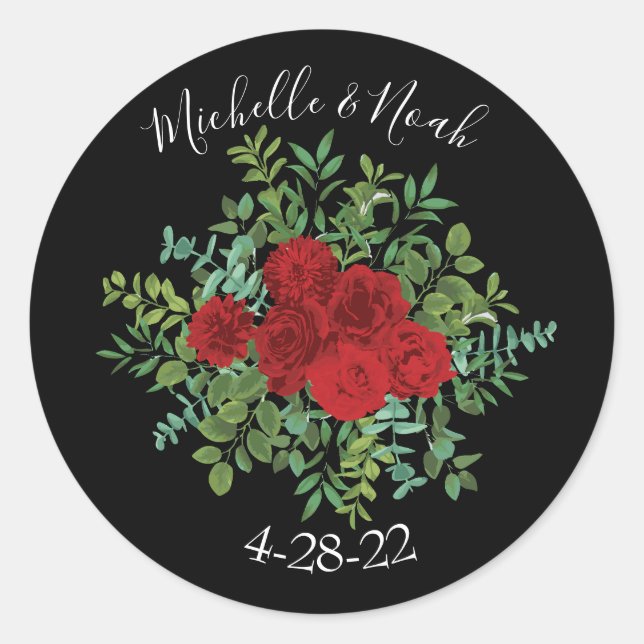 Sticker Rond Mariage Red Rose (Devant)