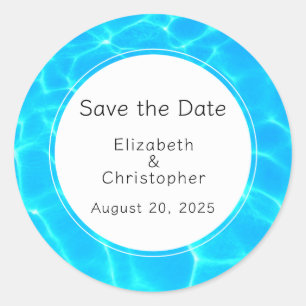 Sticker Rond Mariage Réflexions sur l'eau de la piscine bleu ch