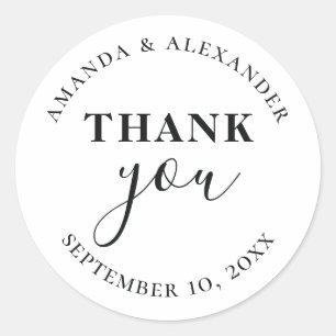 Sticker Rond Mariage remerciement typographie simple minimalist