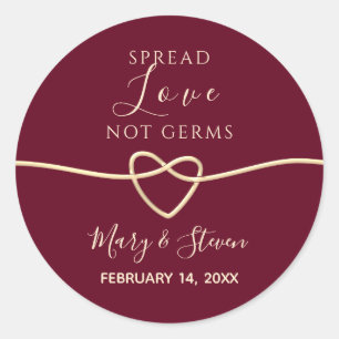 Sticker Rond Mariage Répandre l'Amour Pas les Germes