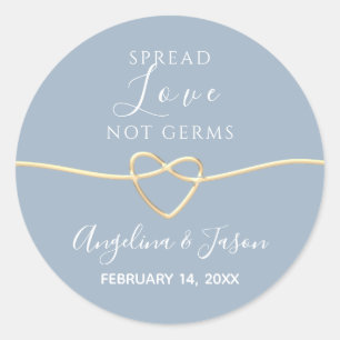 Sticker Rond Mariage Répandre l'Amour Pas les Germes