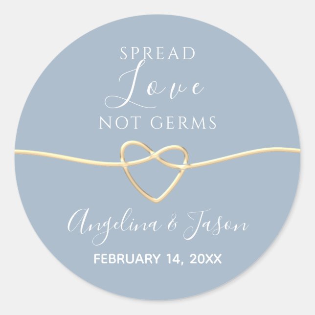 Sticker Rond Mariage Répandre l'Amour Pas les Germes (Devant)