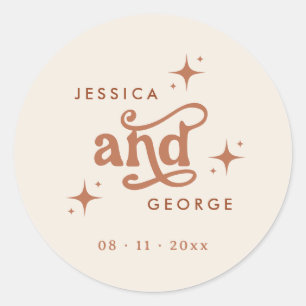 Sticker Rond Mariage Rétro, Bohème Terracotta