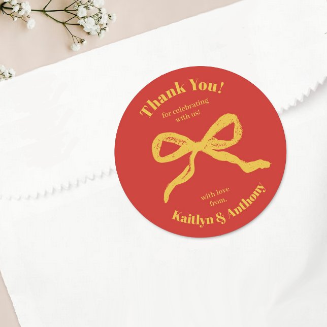 Sticker Rond Mariage rétro Coquette Bow (Créateur téléchargé)