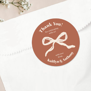 Sticker Rond Mariage rétro Coquette Bow