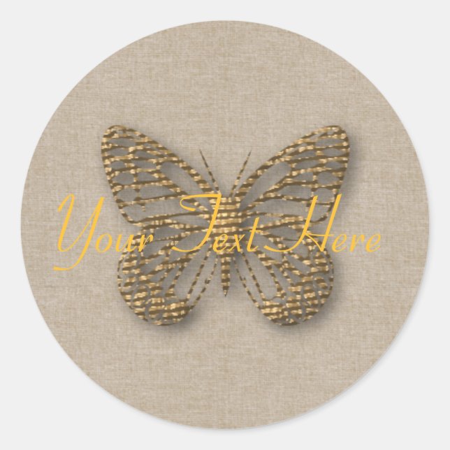 Sticker Rond Mariage romantique Baby shower Golden Butterfly (Devant)