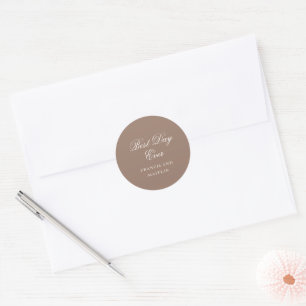 Sticker Rond Mariage Romantique Brun Élégant