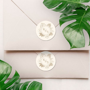 Sticker Rond Mariage romantique de verdure tropicale