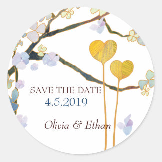Sticker Rond Mariage romantique mignon Enregistrer la date