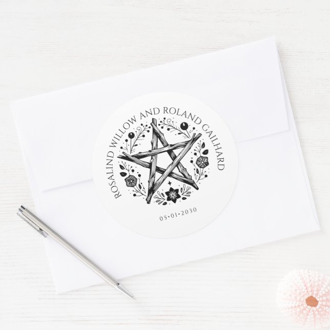 Sticker Rond Mariage romantique Pagan Wicca (Enveloppe)