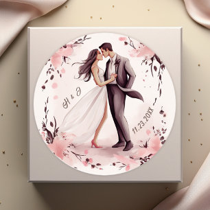 Sticker Rond Mariage romantique unique en couple