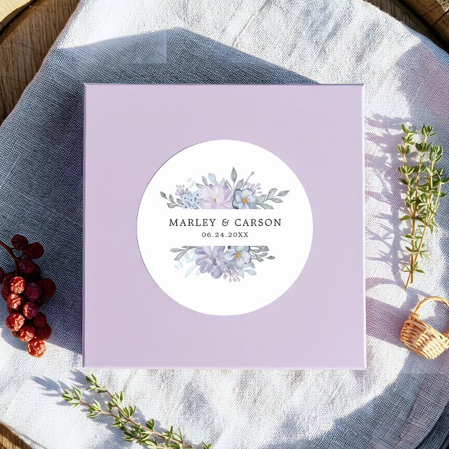 Sticker Rond Mariage romantique végétal minimaliste (Créateur téléchargé)