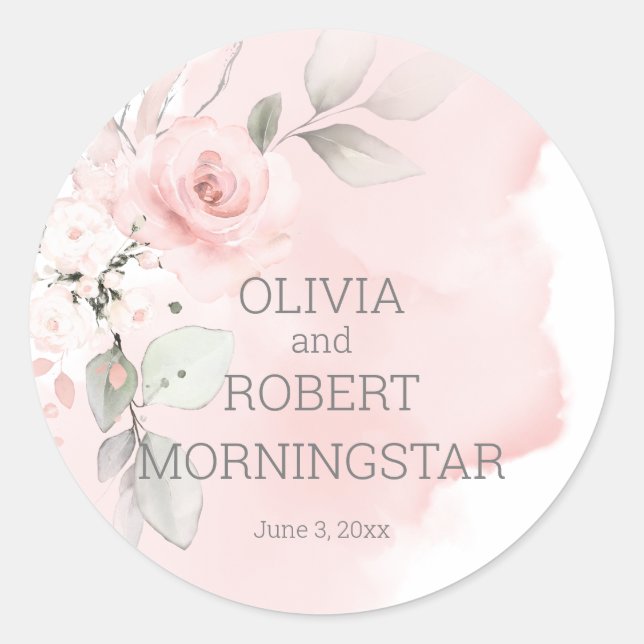 Sticker Rond Mariage Rose couleur rose vif (Devant)