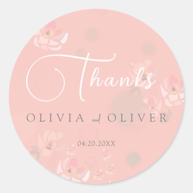 Sticker Rond Mariage Rose de thé doux (Devant)