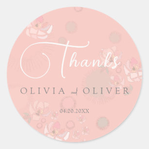 Sticker Rond Mariage Rose de thé doux