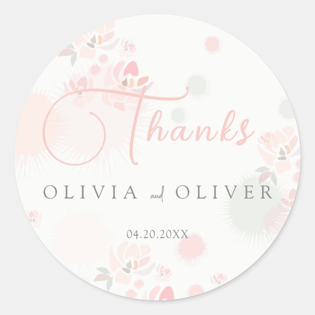 Sticker Rond Mariage Rose de thé doux (Devant)