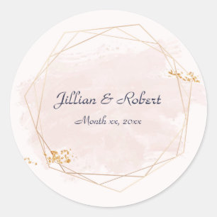 Sticker Rond Mariage rose et or