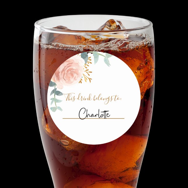 Sticker Rond Mariage rose gold cette boisson appartient à (Créateur téléchargé)