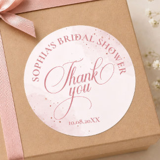 Sticker Rond Mariage Rose Gold Sparkle Fête de mariage