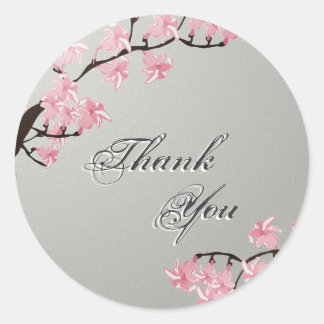 Sticker Rond Mariage rose gris de fleurs de cerisier de joint