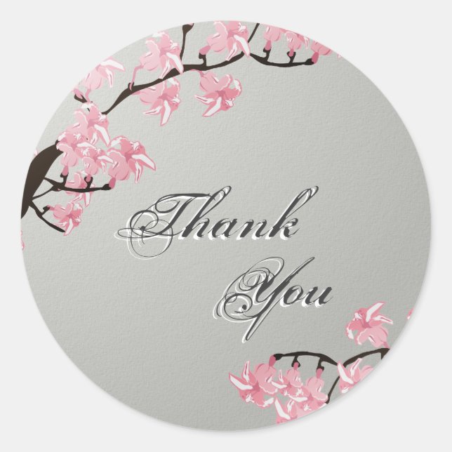 Sticker Rond Mariage rose gris de fleurs de cerisier de joint (Devant)