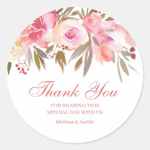 Sticker Rond Mariage rose  Merci de script