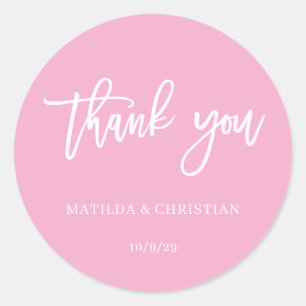 Sticker Rond Mariage rose minimaliste