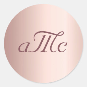 Sticker Rond Mariage rose or brush couple monogramme