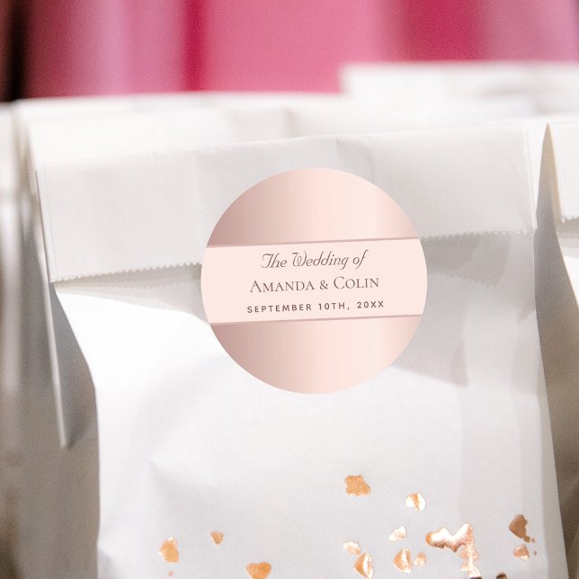 Sticker Rond Mariage rose or or merci élégant moderne (Créateur téléchargé)