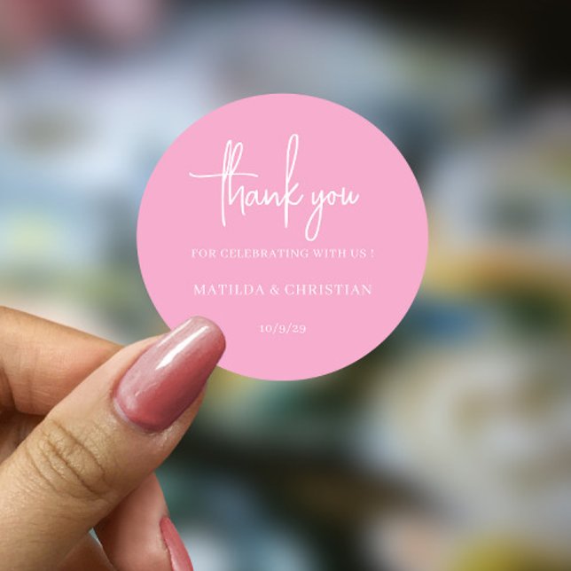 Sticker Rond Mariage rose pâle minimaliste (Créateur téléchargé)