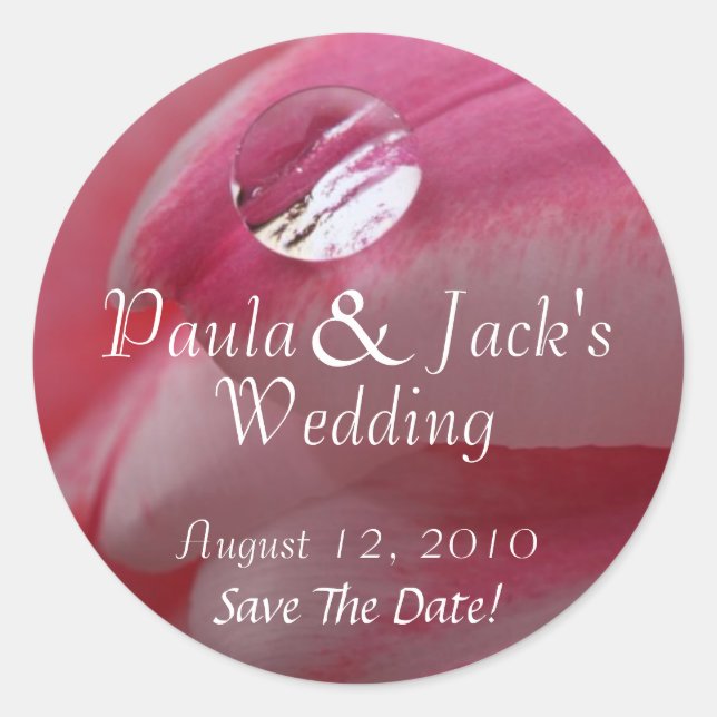 Sticker Rond Mariage rose Rose Raindrop (Devant)