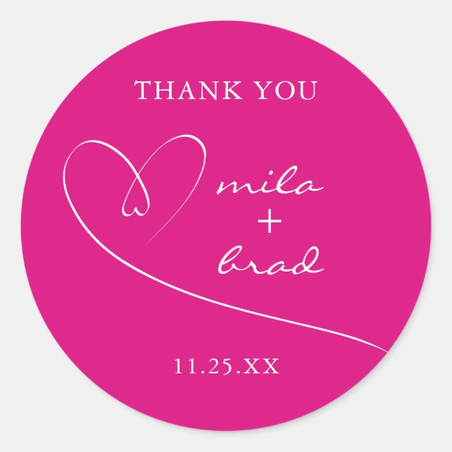 Sticker Rond Mariage rose simple moderne (Devant)