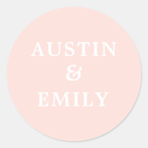 Sticker Rond Mariage rose vif moderne personnalisé