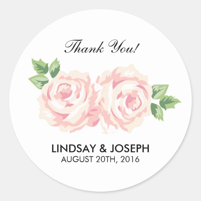 Sticker Rond Mariage Rose vintage (Devant)
