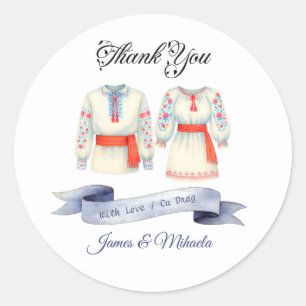 Sticker Rond Mariage roumain rustique Costumes folkloriques tra