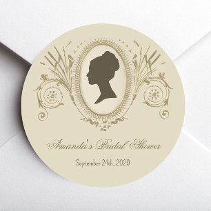 Sticker Rond Mariage Royal Lady Cameo Antiquité Vintage